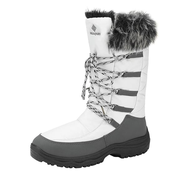 Mid Calf Lace Up Winter Boots - GREY TAUPE -  0